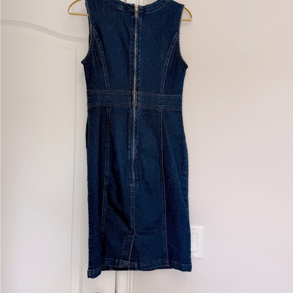VENUS Dark Blue Denim Dress with Gold Accents - Picture 4 of 5